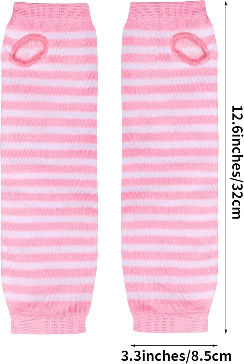 Nydotd Fingerless Long Sleeve Mittens Gloves Y2K Kawaii japanese harajuku Gothic Punk Knitted Striped Arm Warmer for Women - Image 2
